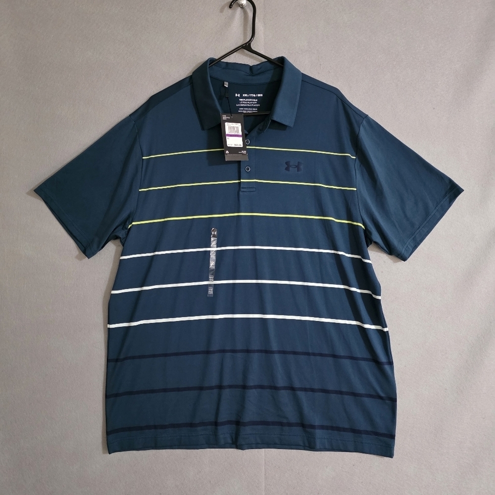 NWT Under Armour Mens Front 9 Striped The Playoff Polo 1366644 Size XXL